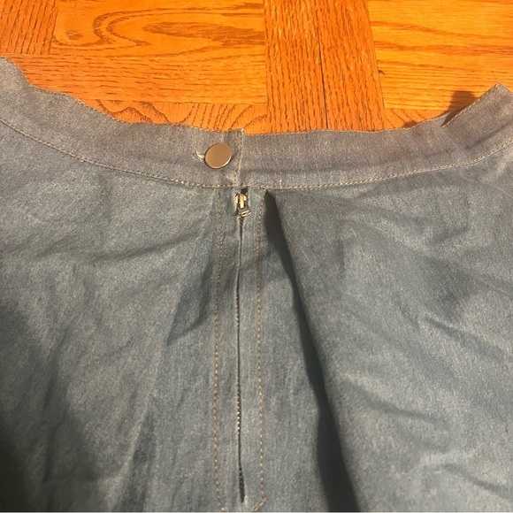 Naya Rea A-Line Pleated Denim Midi Skirt Sz UK 14 or US 10 High Waist Flowy Chic - Picture 14 of 16